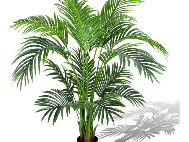 Lot 96-176105 - KOL 4ft Artificial Areca Palm Tree Plant, 47in Fake Cane Palm Silk Tree Indoor Outdoor, Dypsis Lutes...