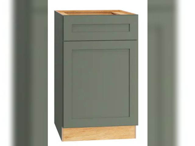 Lot 96-222267 - 21-in W x 34.5-in H x 24-in D Retreat Green Painted Pull-out Trash Cabinet Base Fully Assembled Plyw...