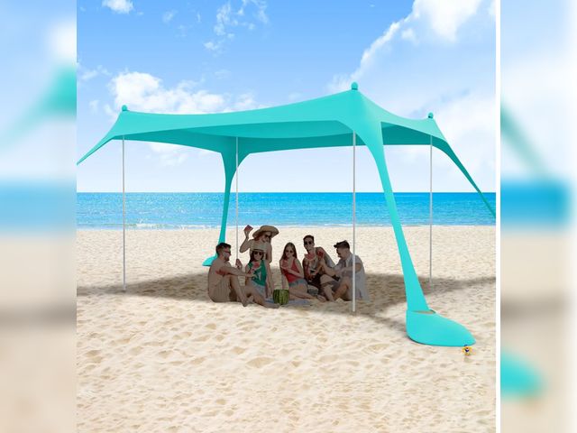Lot 96-171169 - ihuan Beach Tent Sun Shelter 10X10FT UPF50+ with 4 Aluminum Foldable Poles, Easy Setup Outdoor Shade...