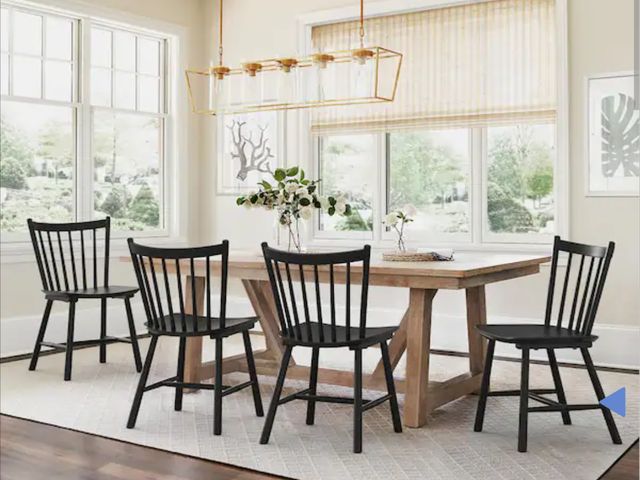 Lot 96-166003 - LUE BONA Winston Black Classic Windsor Dining Chair Solid Wood Farmhouse Dining Chair with Spindle B...
