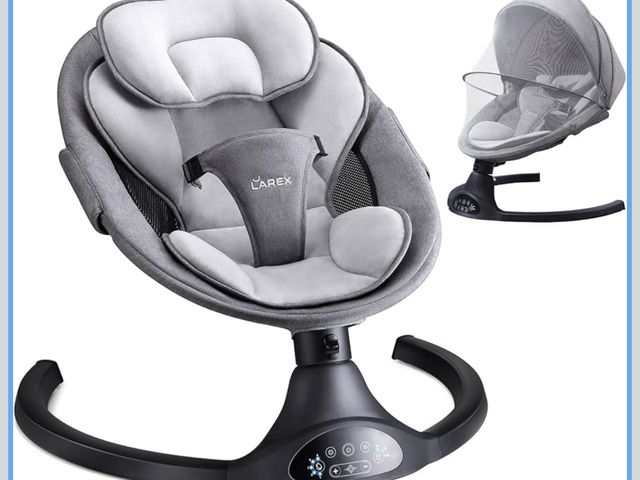 Lot 96-190321 - LAREX Baby Swing Infant Swing Electric Toddler Baby Rocker Portable for Newborn Boy Girl, 5 Sway Spe...