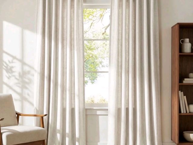 Lot 96-230742 - NICETOWN Natural Linen Curtains for Living Room, Light Filtering Privacy Window Curtains Rod Pocket ...
