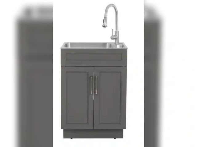 Lot 96-214074 - Glacier Bay
24 in. Drop-in Stainless Steel Laundry Sink with Cabinet Ready to Assemble in Gray with ...