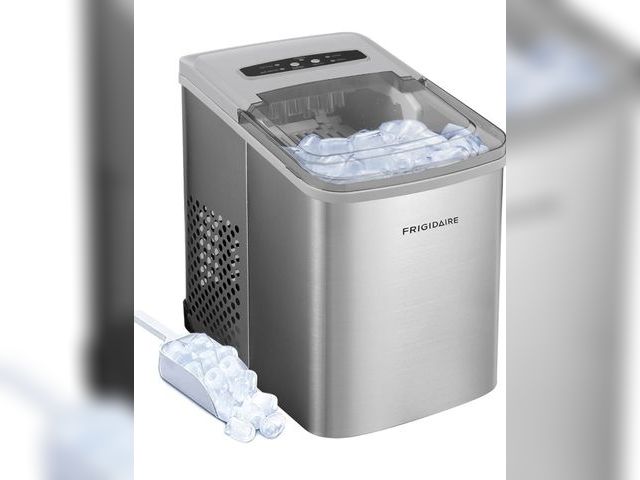 Lot 96-221770 - Frigidaire 26 Lbs per Day Portable Compact Maker, Ice Making Machine, Stainless, Medium Unused, has ...
