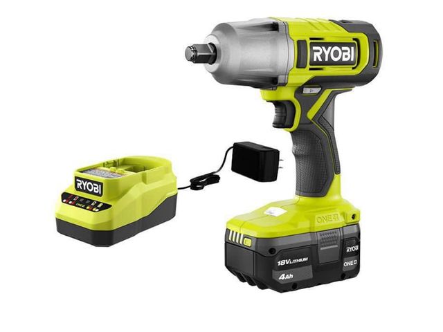 Lot 96-179415 - RYOBI ONE+ 18V Cordless 1/2 in.
Impact Wrench Kit with 4.0
Ah Battery and Charger MSRP $189 New