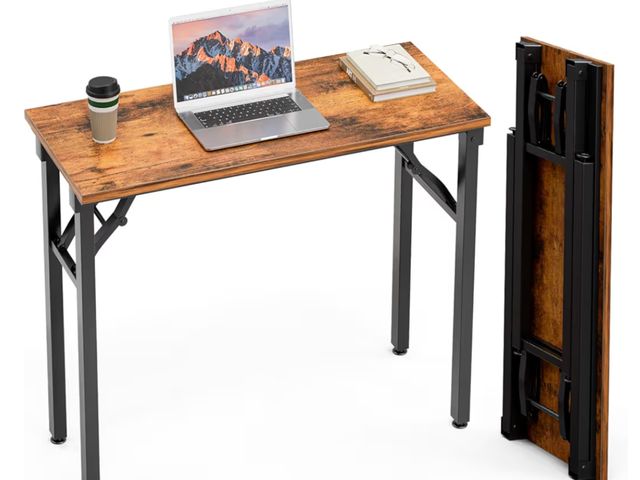 Lot 96-181228 - TEMI Small Computer Desk Folding Table - 35.8" Foldable Office Desk, No Assembly, Perfect for Small ...