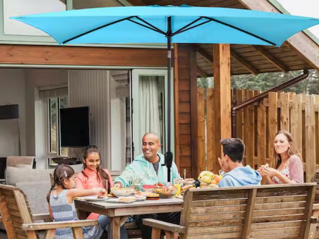 Lot 96-165905 - Sun-Ray
6.6 ft. x 9.8 ft. Rectangular Steel Market Patio Umbrella in Aqua

New