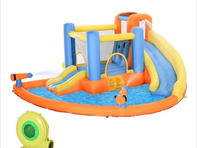 Lot 96-159606 - Outsunny 5-in-1 Kids Inflatable Bounce House Jumping Castle with Water Pool, Slide, Climbing Walls &...