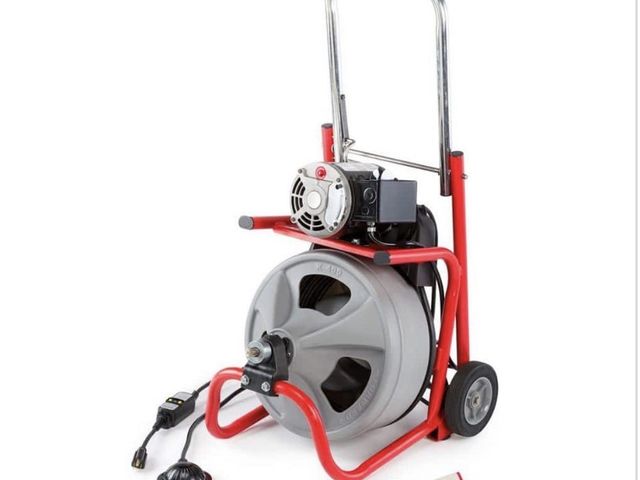 Lot 96-226208 - RIDGID K-400 Drain Cleaning Snake
Auger 120-Volt Drum Machine with C-32IW 3/8 in. x 75 ft. Cable + 4...