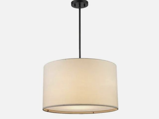 Lot 96-198904 - MONTEAUX 2-Light Black Drum Pendant with Linen Shade
New