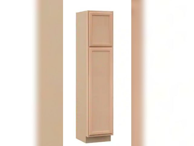 Lot 96-232462 - Hampton Bay Recessed Panel 18 in. W x 24 in. D x 84 in. H Assembled Pantry Kitchen Cabinet in Unfini...