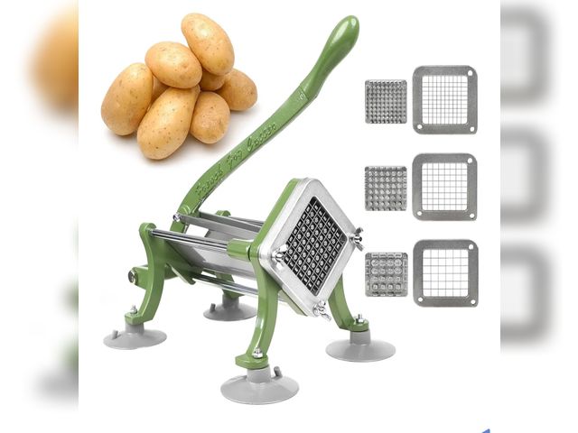 Lot 96-172449 - French Fry Cutter Commercial Potato Slicer with Suction Feet Complete Set, Includes 1/4", 3/8",1/2 n...