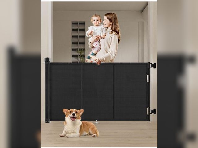 Lot 96-164343 - Upgraded 59" Retractable Baby Gates with Reinforced Strip Design to Prevent Crawling Through, 34" Ta...