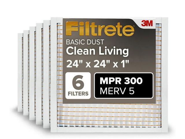 Lot 96-173645 - Filtrete 24x24x1 Air Filter, MPR 300, MERV 5, Clean Living Basic Dust 3-Month Pleated 1-Inch Air Fil...
