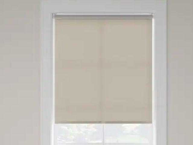 Lot 96-166567 - Beige Cordless UV Blocking Reflective Polyester Solar Screen Roller Shade - 35 in. W x 74 in. L New