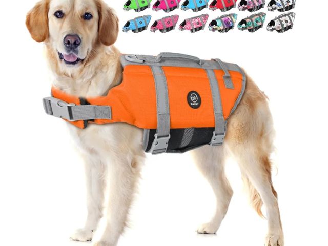 Lot 96-163869 - EMUST Dog Life Jacket, Dogs Life Vests for Swimming, Beach Boating with High Buoyancy, Dog Flotation...