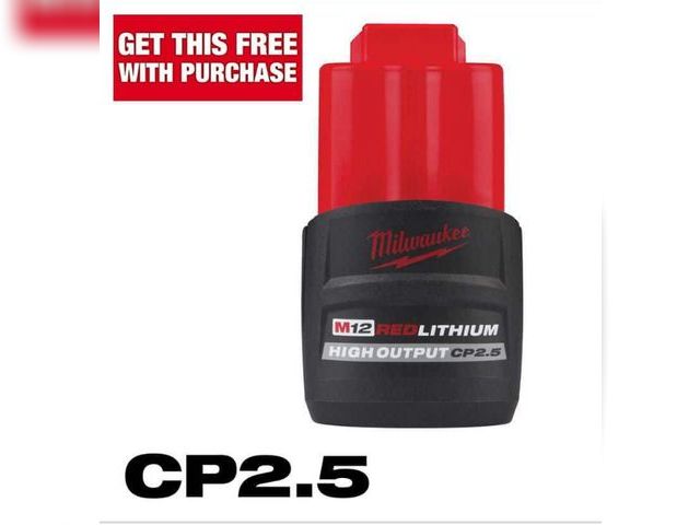 Lot 96-167357 - Milwaukee M12 12V Lithium-lon CP High Output 2.5 Ah Battery Pack
New