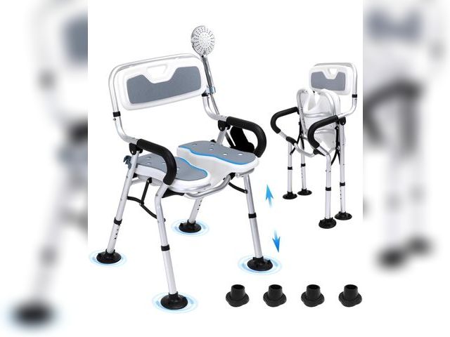 Lot 96-187660 - Shower Chair for Inside Shower,Foldable Shower Chair for Elderly and Disabled, Adjustable Height Cha...