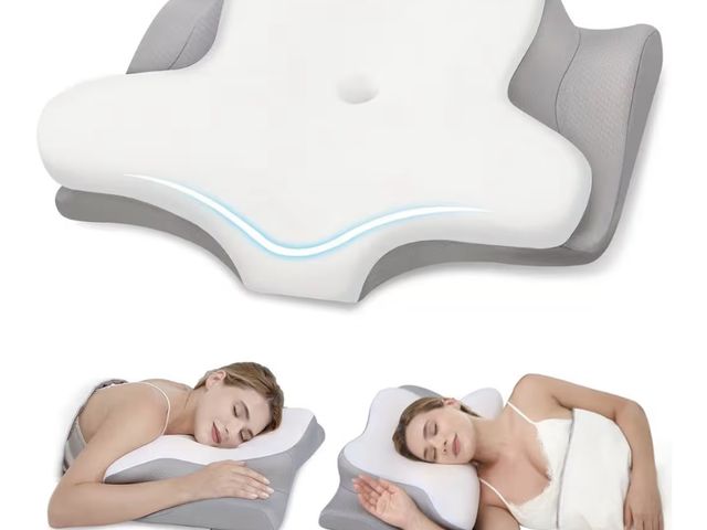 Lot 96-178570 - Cervical Neck Pillow, Memory Foam Pillows for Neck and Shoulder Pain Relief, 2 Heights Ergonomic Pil...