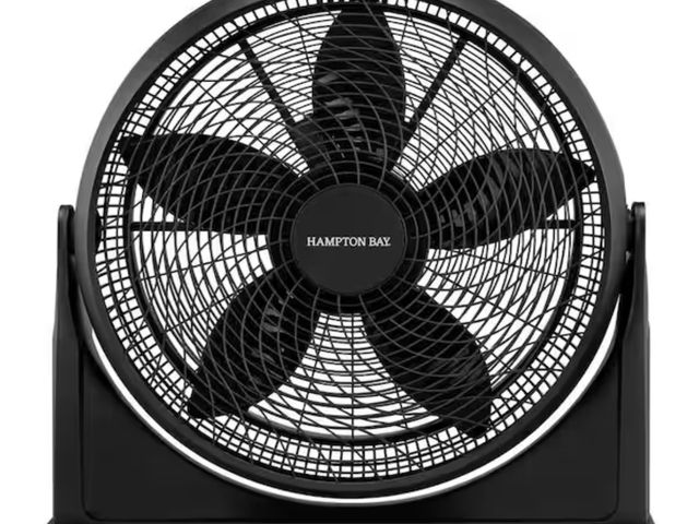 Lot 96-162287 - Hampton Bay 20 in. 3 Speeds Floor Fan in Black with 90° Adjustable Tilt and Built in Carry Handle

N...