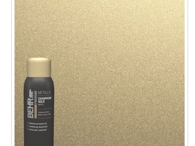 Lot 96-182353 - BEHR PREMIUM 11 oz. #SP-208 Champagne Gold Matte Interior/Exterior Metallic
Spray Paint Aerosol

New