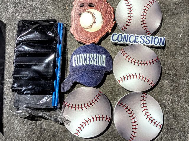 Lot 96-193478 - Case of approximately 30 Boxes Baseball Tabletop Decorations, Concession Stand Up Decor 6 per Box Ne...