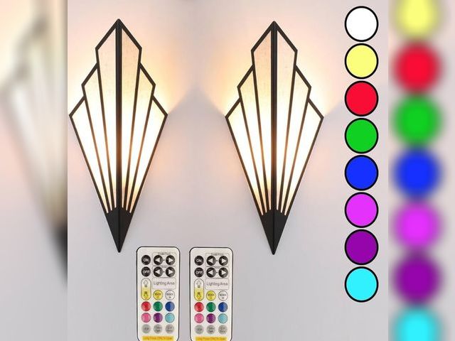 Lot 96-170904 - Modern Style Wall Light Set of Two,Battery Operated Wall sconces with Remote Control,Wireless Art De...