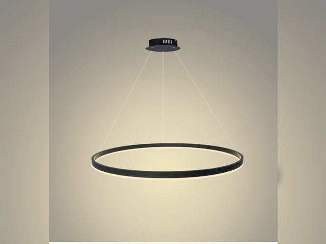 Lot 96-171581 - Modern Chandelier LED Black Ring Kitchen Island Ceiling Pendant Light with for Living Bedroom New MS...