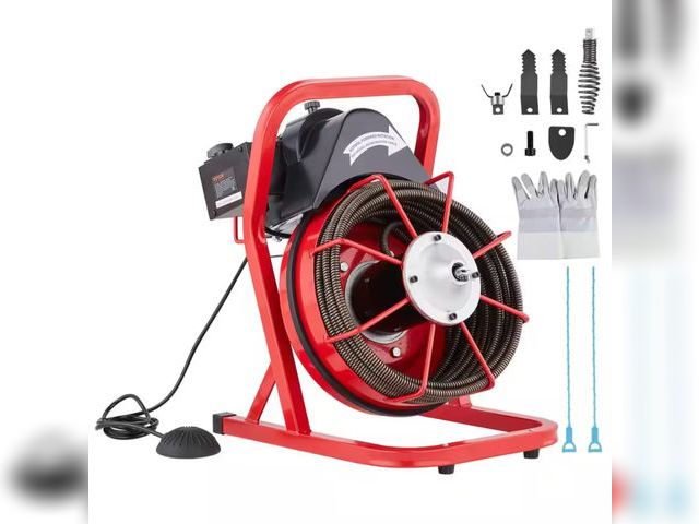 Lot 96-183547 - SKYSHALO Drain Cleaner Machine 50FT. x 1/2 in. Sewer Snake Auger Manual Feed 250W Electric Drain Cle...