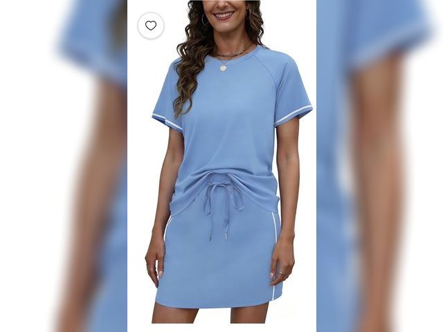 Lot 96-230553 - Women's 2 Piece Short Skirts Sets Short Sleeve Reglan Shirt and Tennis Skirt Matching Set Airport Tr...