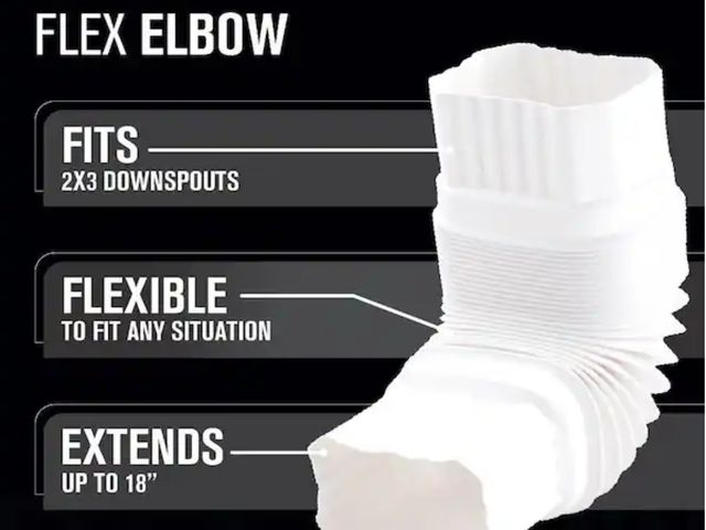 Lot 96-212255 - Box of 24 Amerimax Home Products Flex-Elbow 2 in. x 3 in. White Vinyl Downspout Elbow New MSRP $107