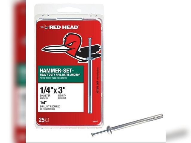 Lot 96-173970 - Red Head 1/4 in. x 3 in. Hammer-Set Nail Drive Concrete Anchors (25-Pack)

New