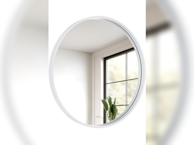 Lot 96-173544 - HOMECOOKIN Round Wood Mirror, 28" Round Bathroom Wall Mirror Circle Mirrors for Wall Decor, Vanity, ...