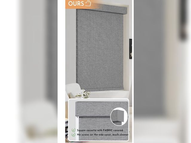 Lot 96-187466 - Persilux Blackout Roller Shades for Window Blinds,Cordless,Linen Fabric,Thermal Insulated Fabric UV ...