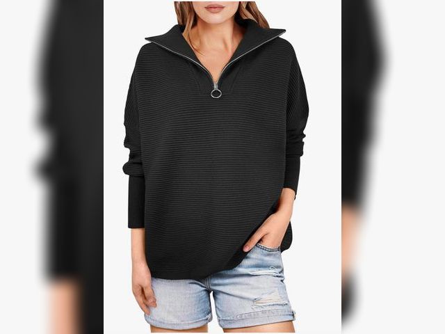 Lot 96-166216 - Women Quarter Zip Oversized Casual Loose Rib Knit Cozy Pullover Sweater Size XL

New. Actual item ma...