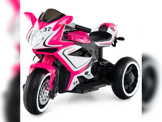 Lot 96-197606 - Costway TQ10418US-PI Kids Ride-on Motorcycle 6V Battery Powered Mini Electric Motorbike with LED Lig...