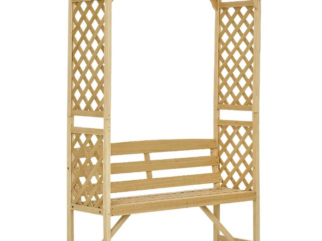 Lot 96-159673 - Outsunny Patio Garden Bench, Wooden Bench, Outdoor Bench for Vines/Climbing Plants, Natural MSRP $24...