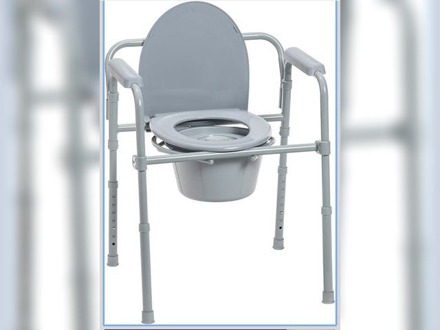 Lot 96-211549 - Drive Medical Folding Steel Bedside Commode Chair - Portable 3-in-1 Toilet Solution - Adjustable Hei...