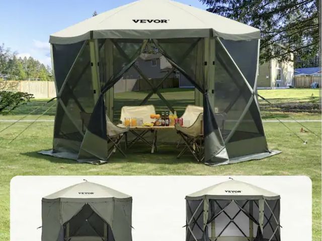 Lot 96-232700 - VEVOR Pop Up Gazebo Tent 10 ft. x 10 ft. Screen Tent Pop-Up Screen Tent 6 Sided Canopy with 6 Remova...