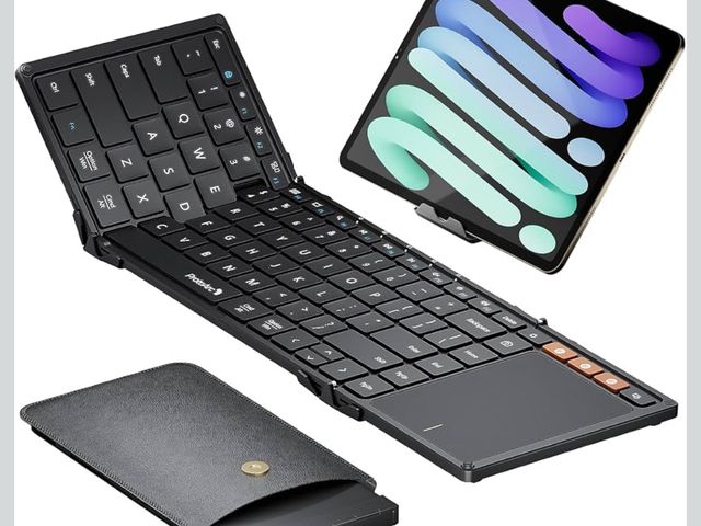 Lot 96-181482 - ProtoArc Foldable Keyboard with Touchpad, XK01 TP Folding Portable Keyboard, Full Size Keys, Large T...