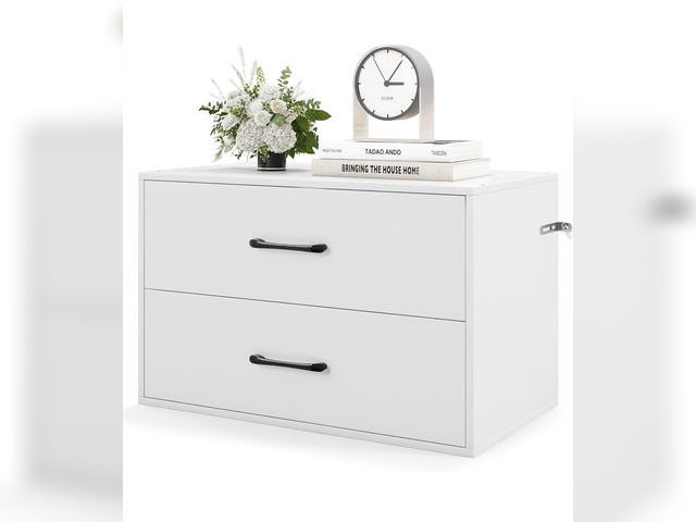 Lot 96-190020 - White Stackable 2-Drawer Dresser for Bedroom, Short Storage Cabinet with Handles and Anti-Topping De...
