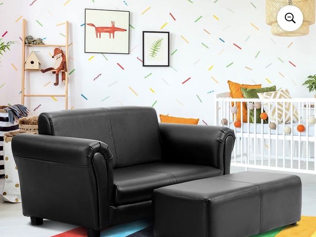 Lot 96-227642 - Costway Kids Sofa Armrest Chair Couch Lounge in Black (Note: The actual dimensions are: 32.5'' x 16....