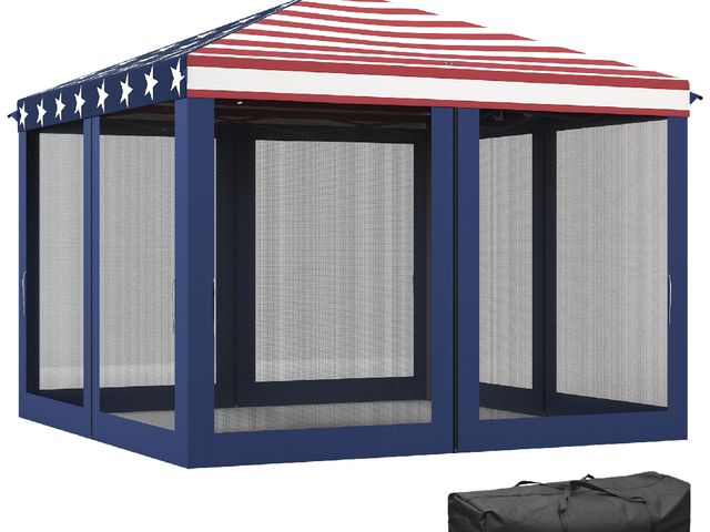 Lot 96-159663 - Outsunny 10' x 10' Outdoor Pop-Up Canopy with Sidewalls, Mesh Walls, Instant Setup for Party, Events...