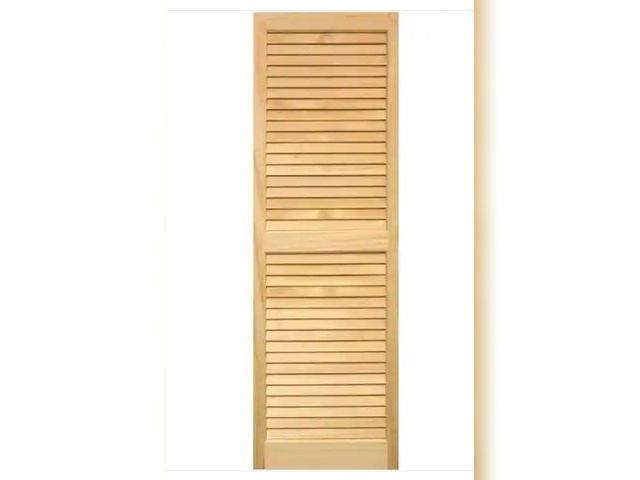 Lot 96-165984 - Pinecroft
15 in. x 55 in. Louvered Shutters Pair Unfinished
New 
Msrp $159.68