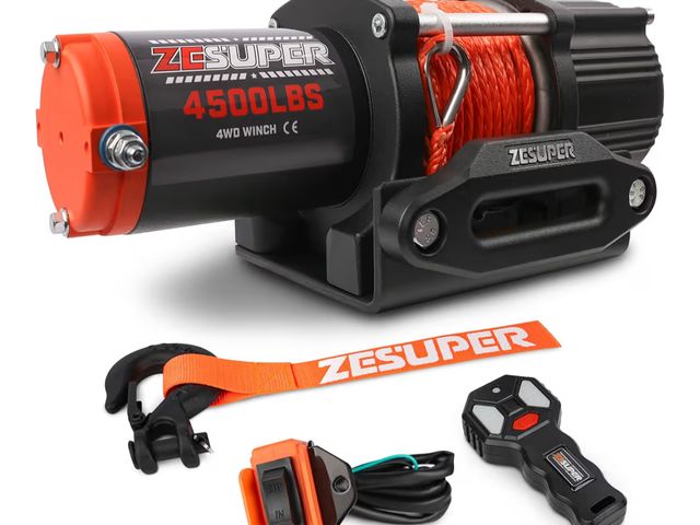 Lot 96-178892 - ZESUPER 4500 lb Winch Waterproof IP67 Electric Winch with Wireless Remote Synthetic Winch Rope Hawse...