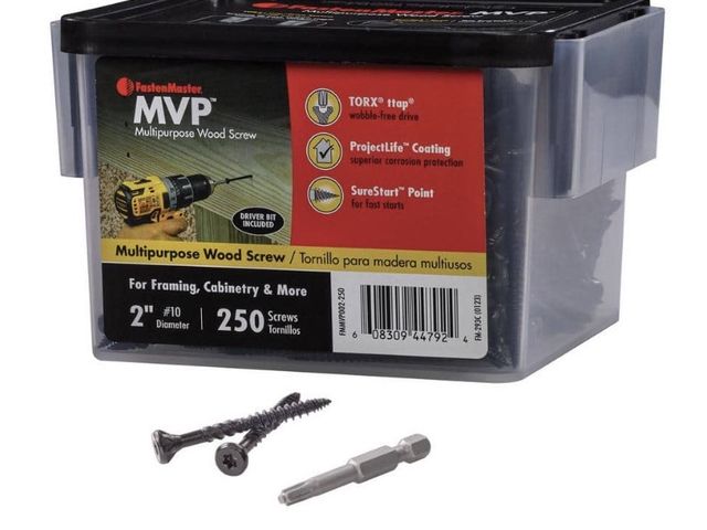 Lot 96-222216 - FastenMaster #10 x 2 in. Torx TTAP Drive Suresink Flat Head MVP MultiPurpose Wood Screw (250-Pack)

...