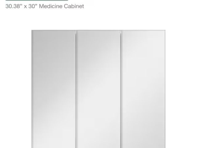Lot 96-163659 - Glacier Bay 
30.4 in. W x 30.2 in. H Rectangular Medicine Cabinet with Mirror in White with Adjustab...