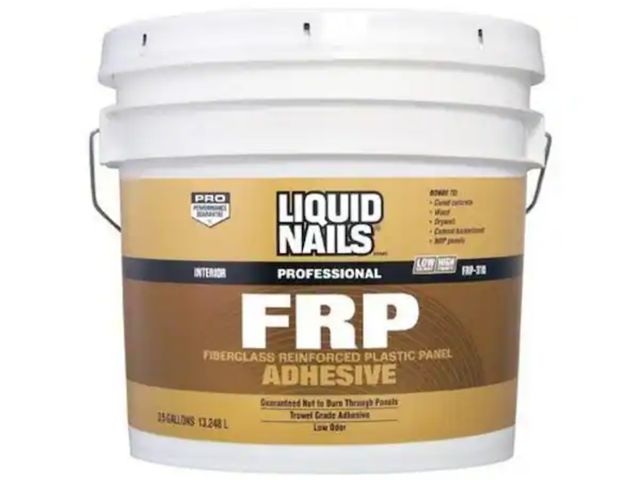 Lot 96-179809 - Liquid Nails
3.5 gal. Fiberglass Reinforced Panel (FRP) Low VOC Adhesive
New