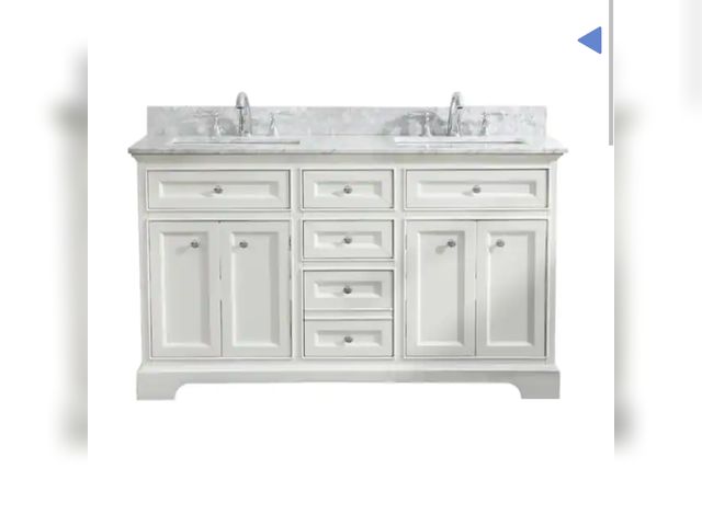 Lot 96-171847 - Ari Kitchen and Bath
South Bay 55 in. Double Bath Vanity in White with Marble Vanity Top in Carrara ...