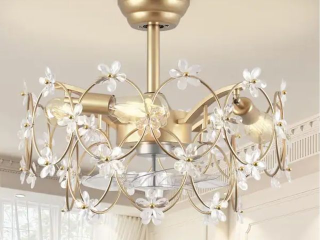 Lot 96-166374 - ARISKEEN
21 in. Indoor Golden Ceiling Fan with Light, Ceiling Fans with Light and Remote, Acrylic Fl...